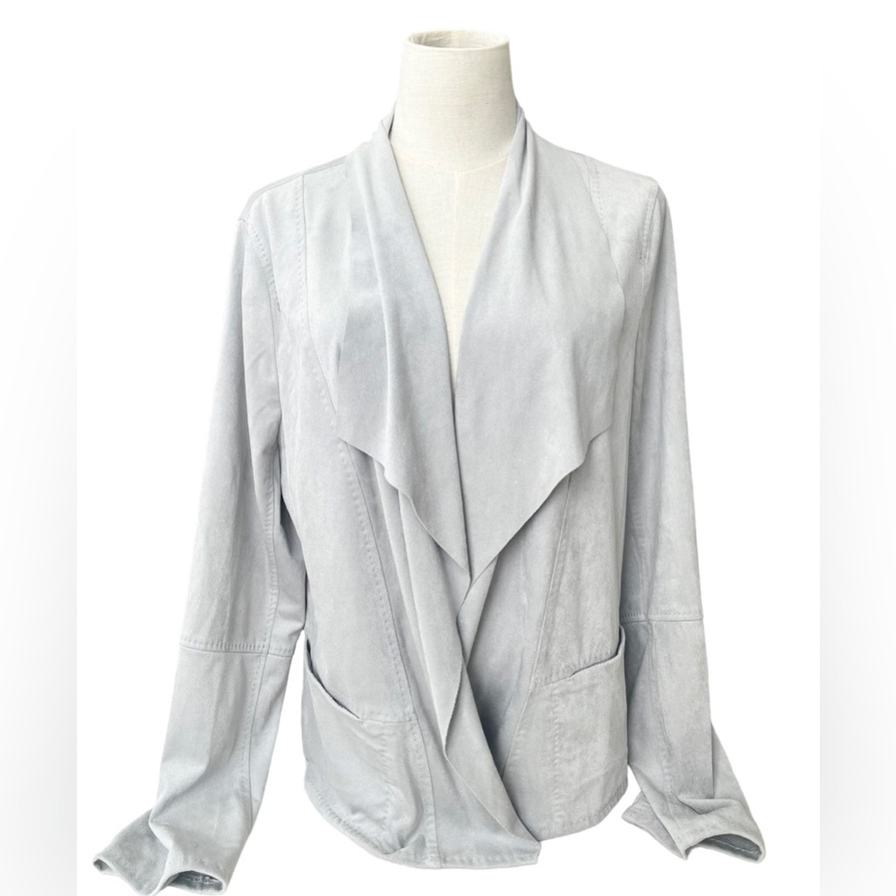 Grey Faux Suede Soft Open Cardigan
